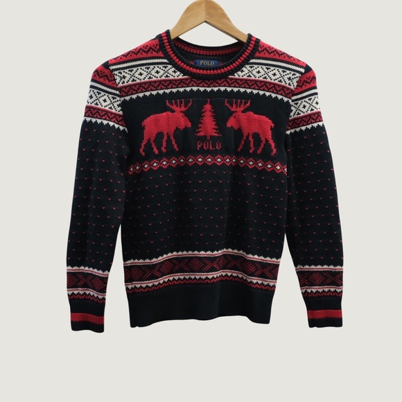 Polo Ralph Lauren Other - Polo Ralph Lauren Youth Unisex M (10-12) Sweater Fairlsle Holiday Winter Moose